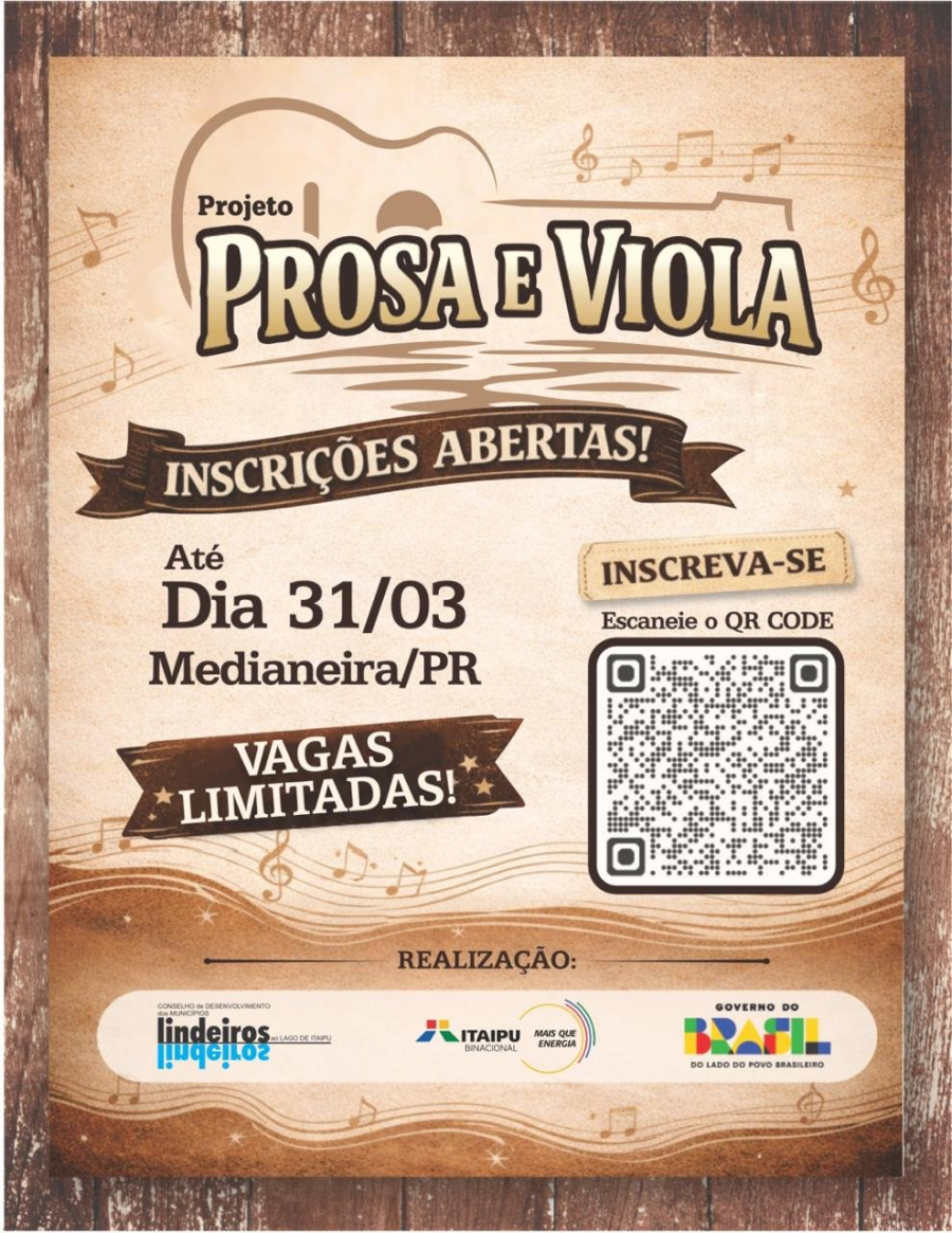 Medianeira abre inscrições para projeto cultural Prosa e Viola