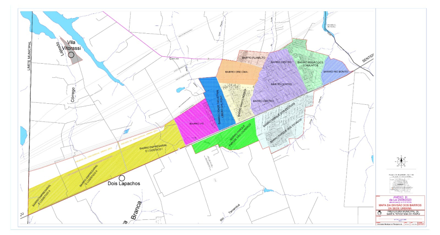 Prefeitura de Santa Terezinha de Itaipu atualiza divisão dos bairros e redefine limites territoriais