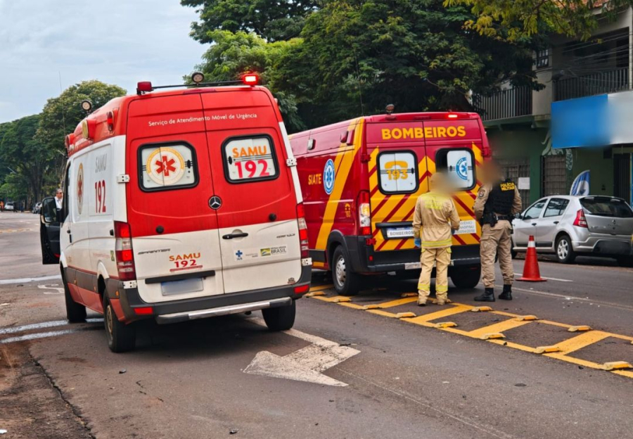 Motociclista é reanimado após grave acidente no centro de Toledo e encaminhado ao hospital