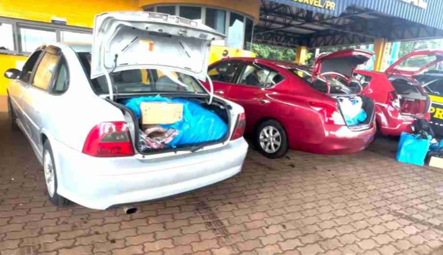 PRF apreende mercadorias irregulares em três veículos na BR-277, em Cascavel